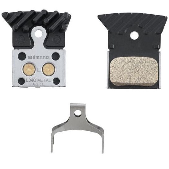 Shimano L04C disc brake pads and spring, cooling fins, alloy backed, sintered