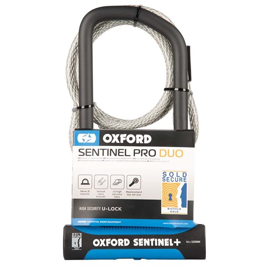 Oxford Sentinel Pro Duo U-Lock 320mm x 177mm + cable