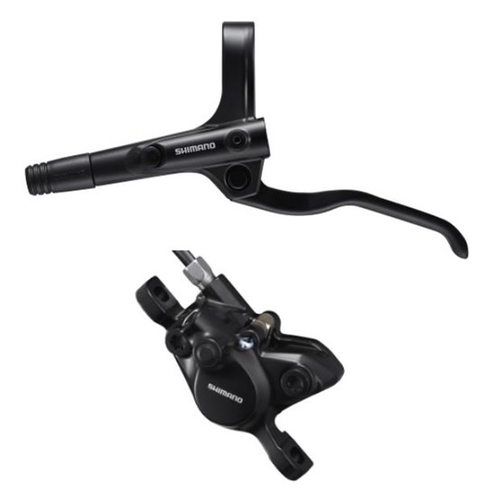 Shimano BR-MT200 / BL-MT200 bled brake lever/post mount calliper, black, rear left